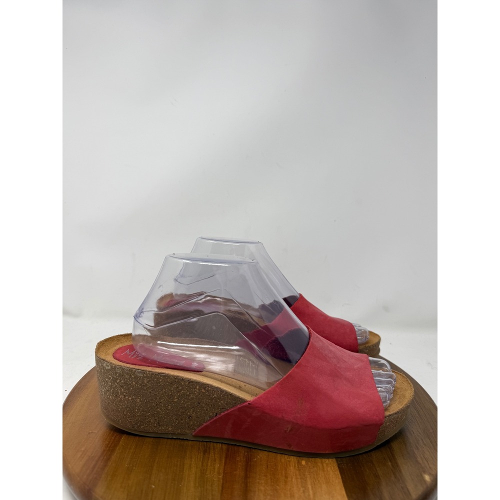 Miz Mooz Red Leather‎ Wedge Platform Sandals Women's Size 40 Slip On US 9